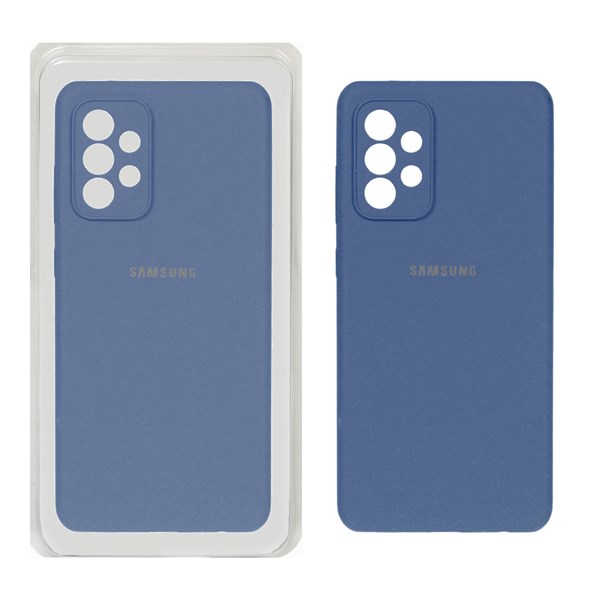 قاب سیلیکونی پاک کنی محافظ لنزدار اورجینال Samsung Galaxy A72 - آبی تیره (پک اصلی)