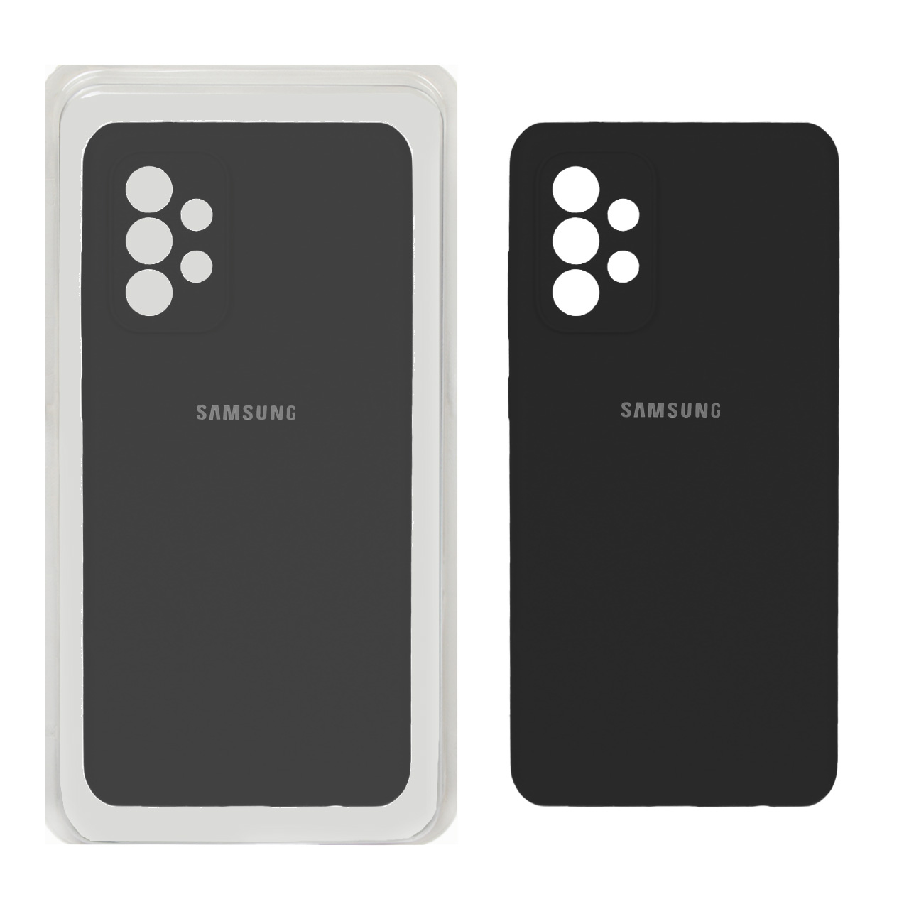 قاب سیلیکونی پاک کنی محافظ لنزدار اورجینال Samsung Galaxy A72 - مشکی (پک اصلی)