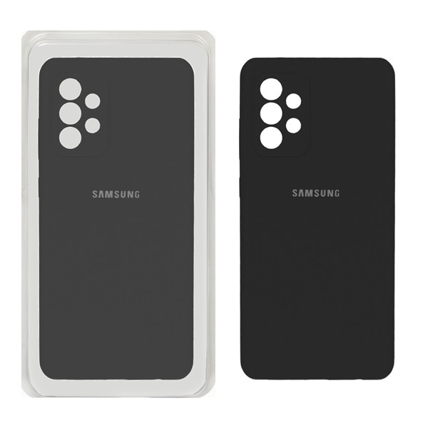 قاب سیلیکونی پاک کنی محافظ لنزدار اورجینال Samsung Galaxy A72 - مشکی (پک اصلی)