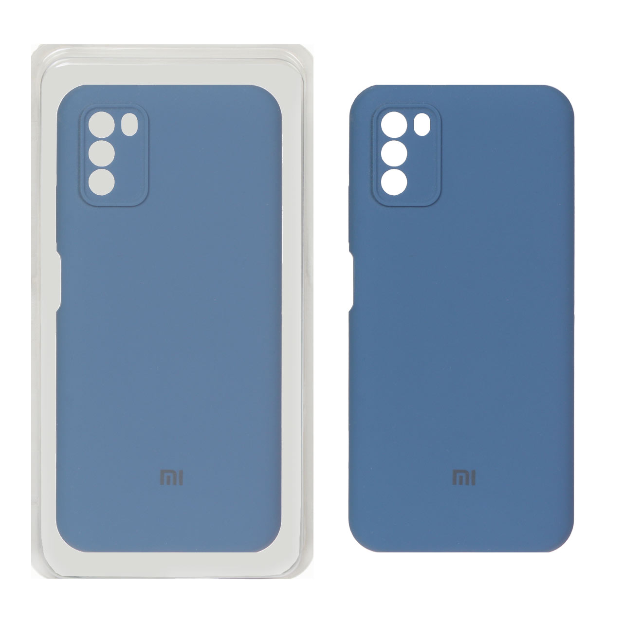 قاب سیلیکونی پاک کنی محافظ لنزدار اورجینال Xiaomi Poco M3 - آبی تیره (پک اصلی)