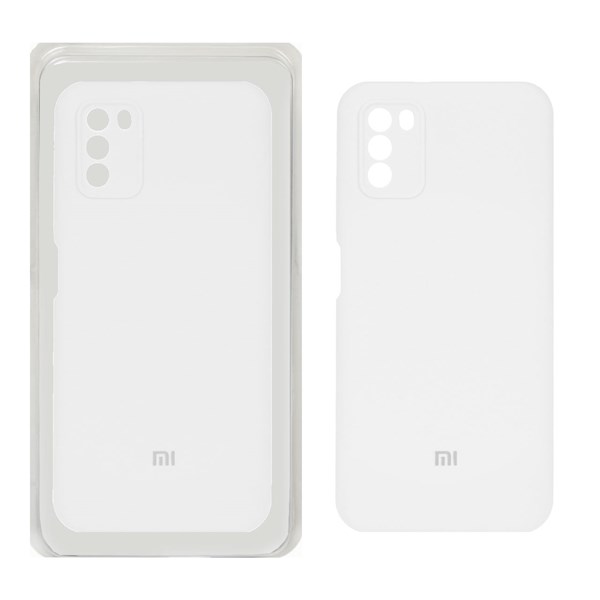 قاب سیلیکونی پاک کنی محافظ لنزدار اورجینال Xiaomi Poco M3 - سفید (پک اصلی)
