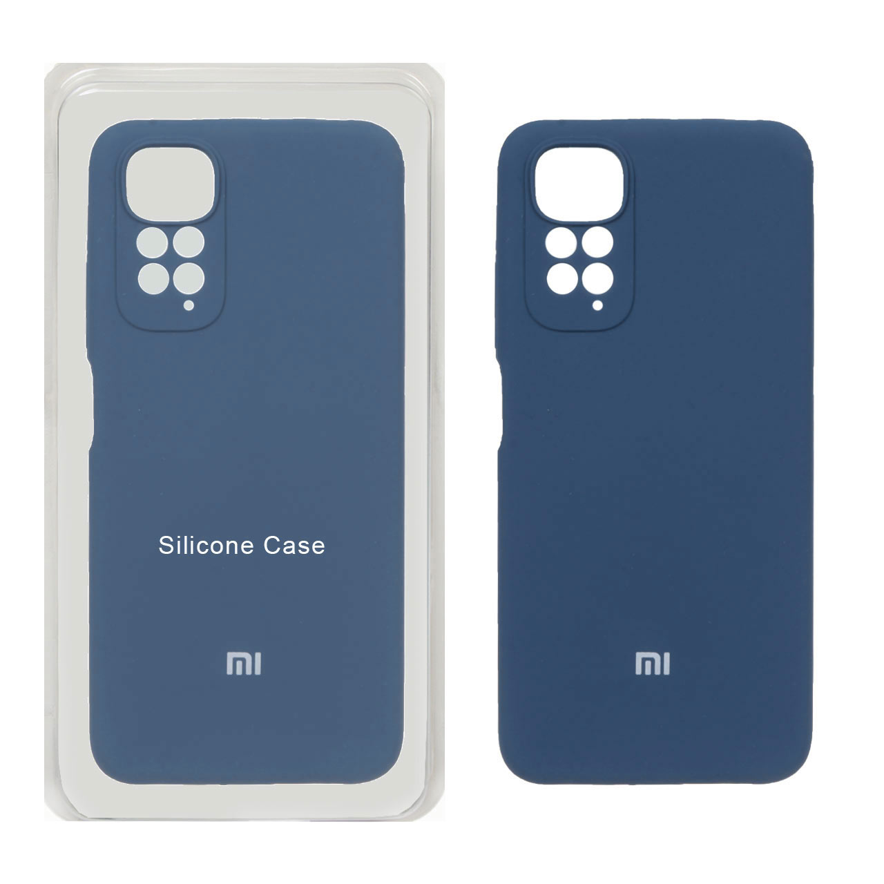 قاب سیلیکونی پاک کنی محافظ لنزدار اورجینال Xiaomi Redmi Note 11 4G / Redmi Note 11S - آبی تیره (پک اصلی)