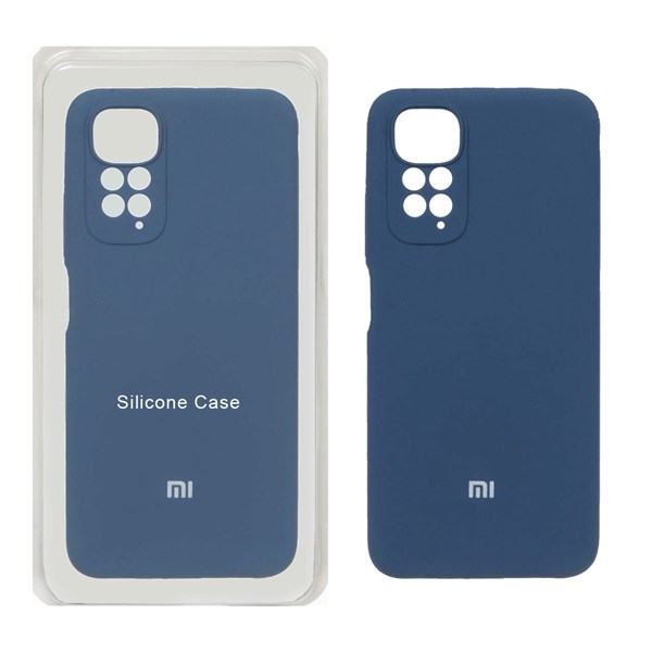 قاب سیلیکونی پاک کنی محافظ لنزدار اورجینال Xiaomi Redmi Note 11 4G / Redmi Note 11S - آبی تیره (پک اصلی)