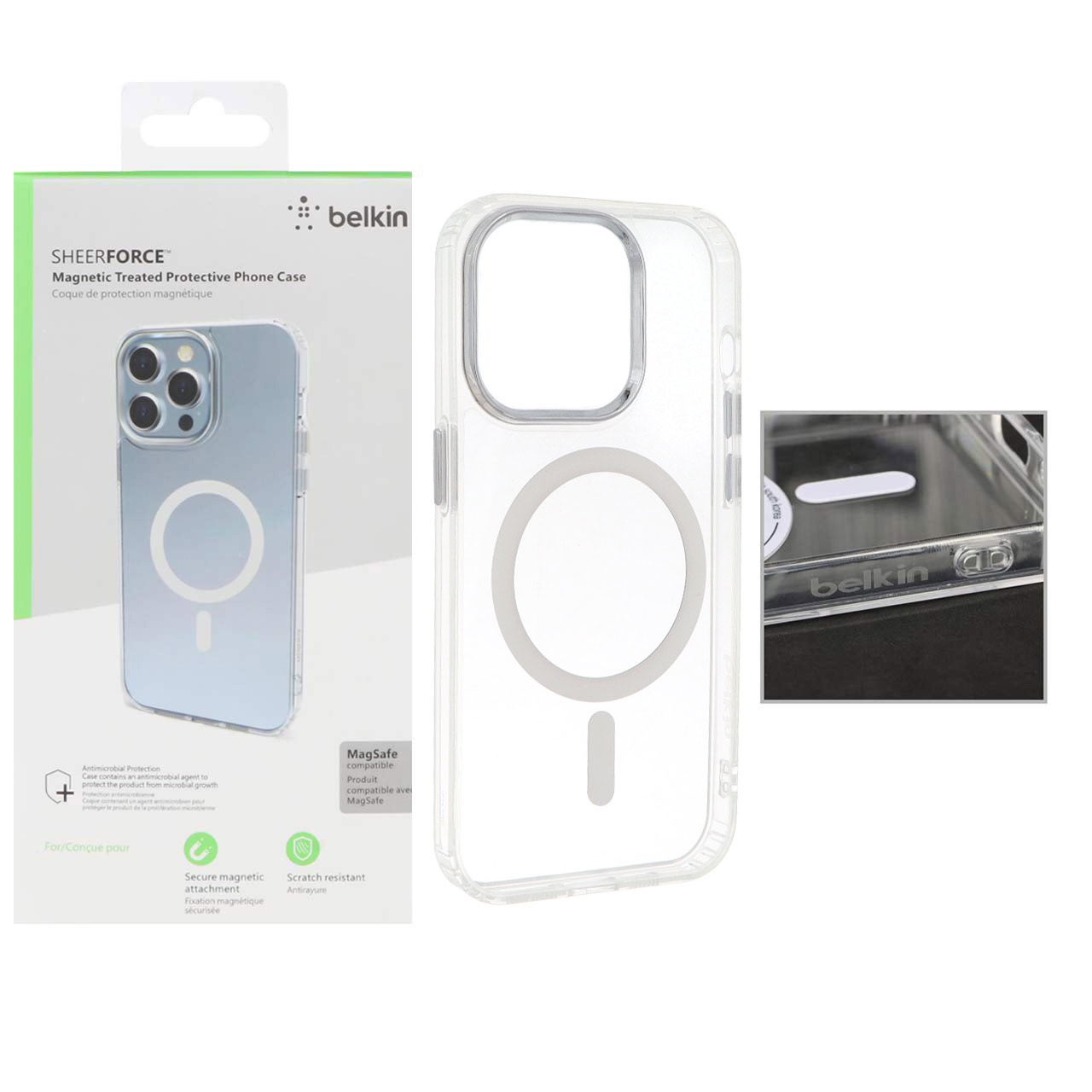قاب اورجینال belkin شفاف Magsafe مدل Apple iPhone 15 Pro (پک دار)