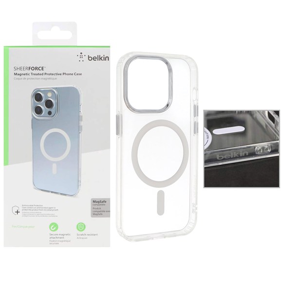 قاب اورجینال belkin شفاف Magsafe مدل Apple iPhone 15 Pro (پک دار)