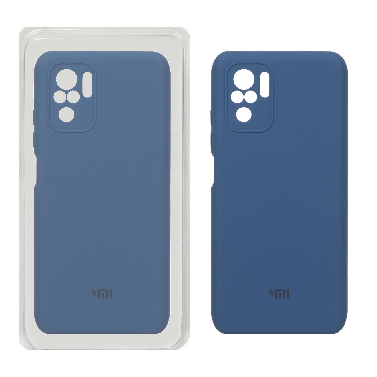 قاب سیلیکونی پاک کنی محافظ لنزدار اورجینال Xiaomi Redmi Note 10 4G / Redmi Note 10S / Poco M5S - آبی تیره (پک اصلی)