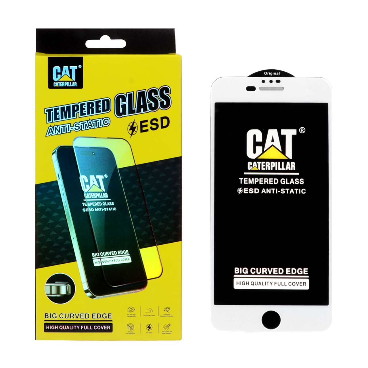 محافظ صفحه نمایش شیشه ای Anti Static - ESD Caterpillar مدل Apple iPhone 6 Plus / iPhone 7 Plus / iPhone 8 Plus - سفید (پک دار)