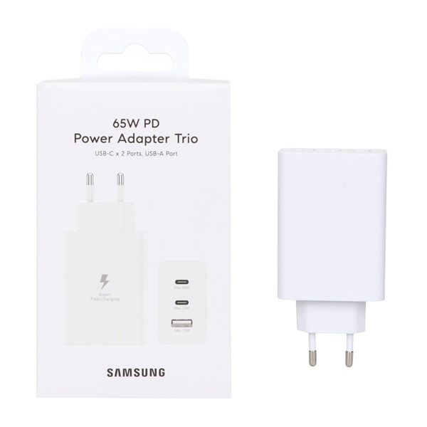 شارژر دیواری فست و PD سه پورت SAMSUNG Type-C مدل EP-T6530 65W - سفید (گارانتی پارتیان پایا)
