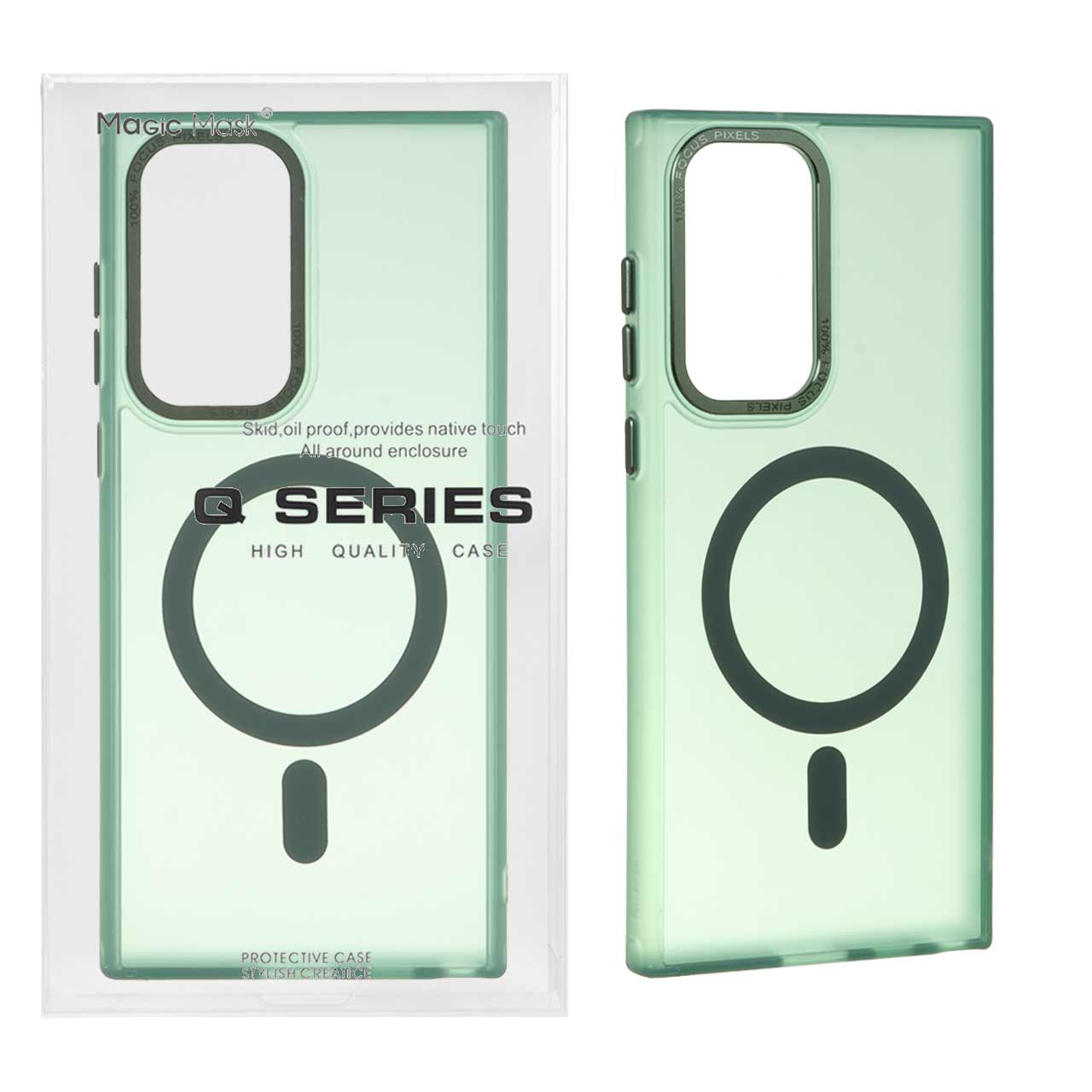 قاب Focus Pixels لنز آلومینیومی مات Magsafe مدل Samsung Galaxy S22 Ultra - سبز (پک دار)