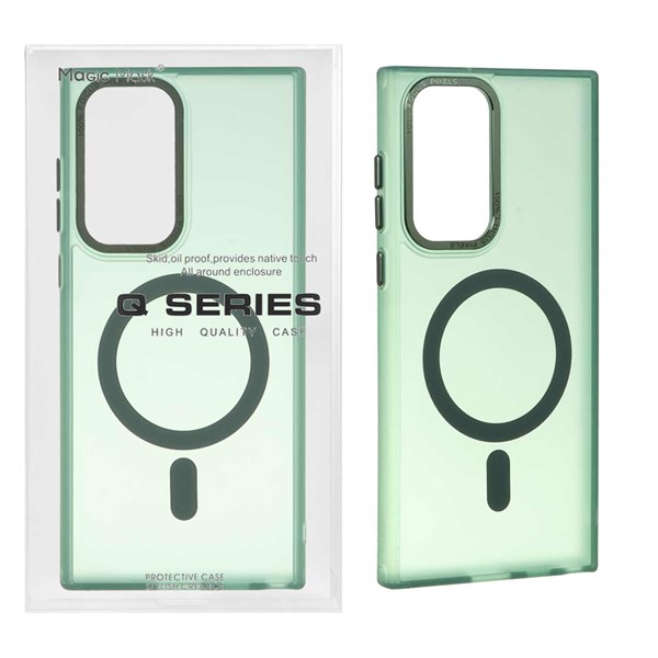 قاب Focus Pixels لنز آلومینیومی مات Magsafe مدل Samsung Galaxy S22 Ultra - سبز (پک دار)
