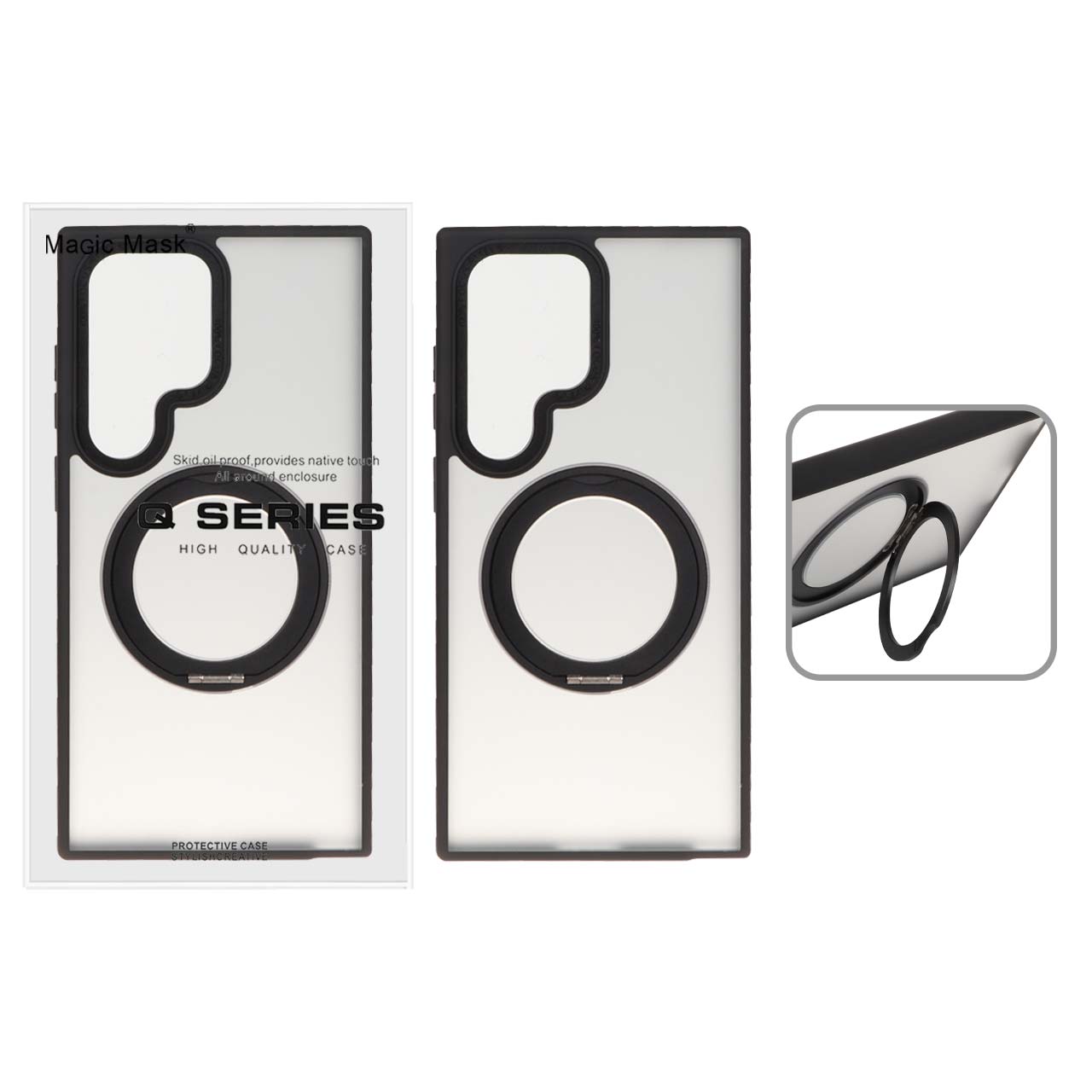 قاب اورجینال Magic Mask استند چرخشی Magsafe مدل Samsung Galaxy S24 Ultra - مشکی (پک دار)