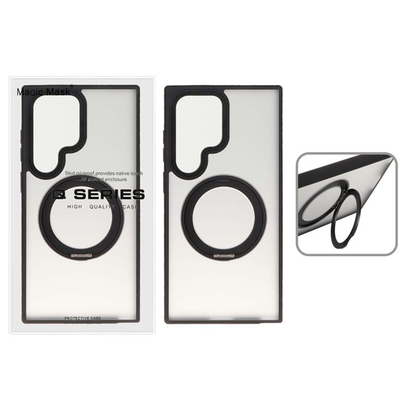 قاب اورجینال Magic Mask استند چرخشی Magsafe مدل Samsung Galaxy S24 Ultra - مشکی (پک دار)