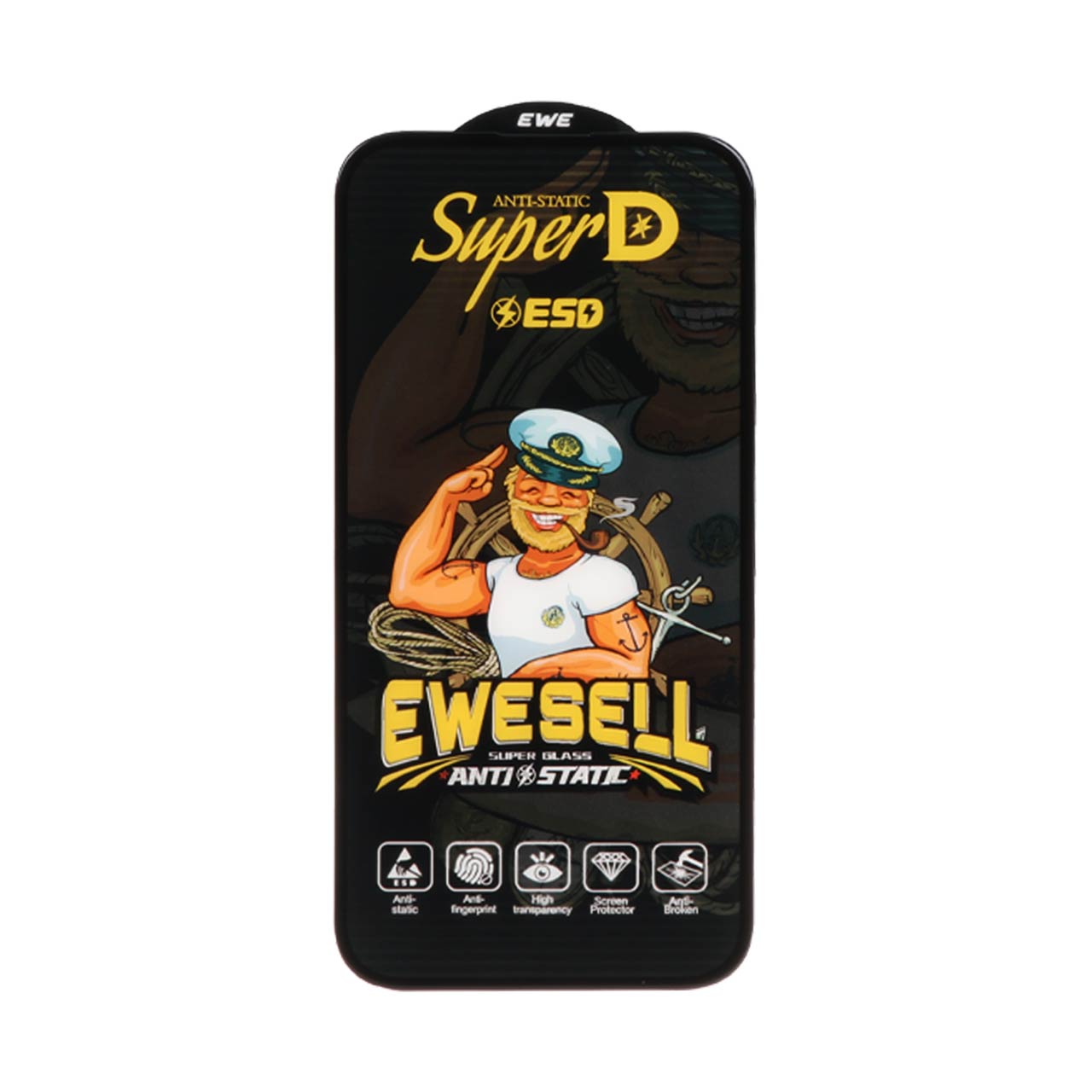 محافظ صفحه نمایش شیشه ای Full Cover Super D Esd Ewesell مدل Apple iphone 16 / iPhone 15 / iPhone 14 Pro  (بدون پک)