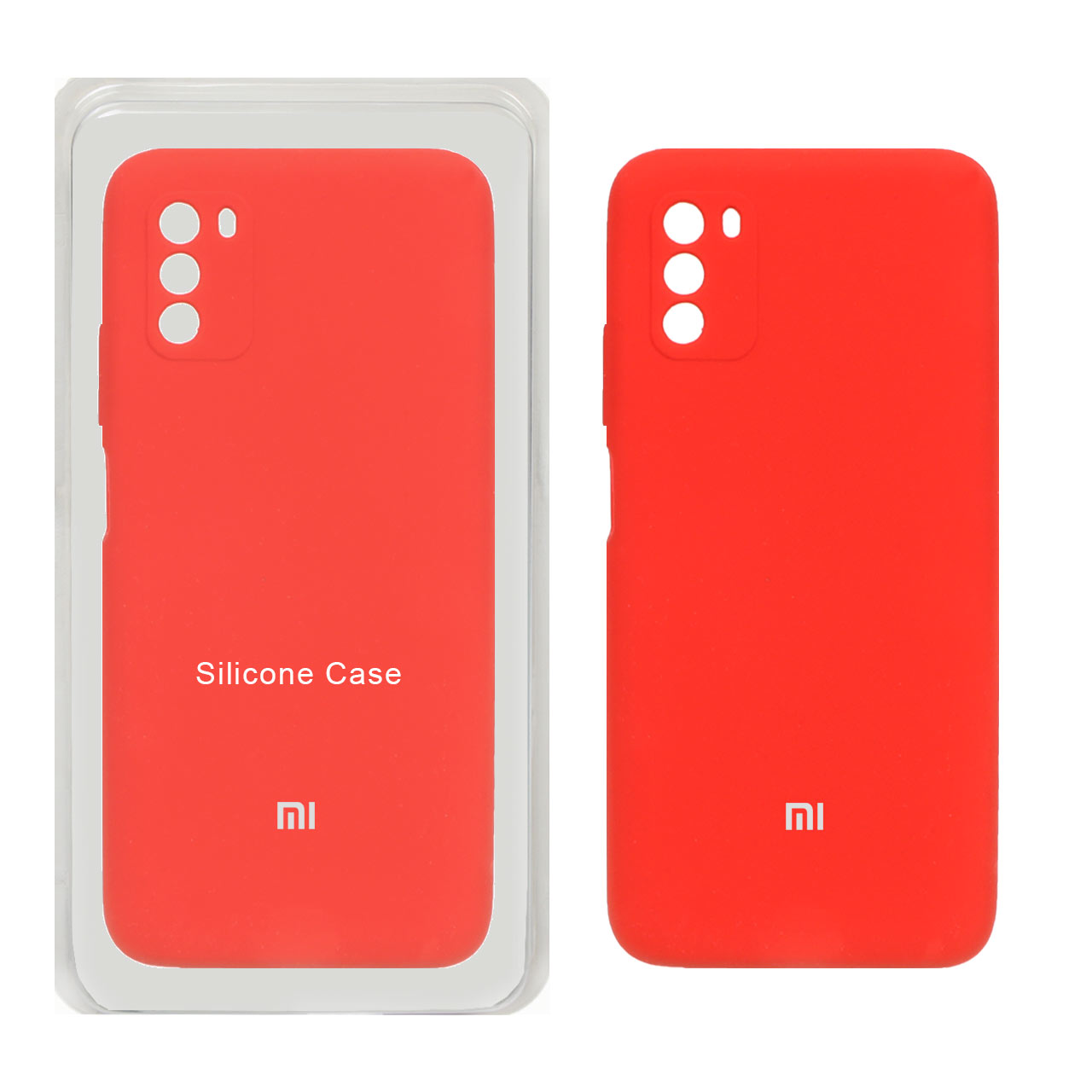 قاب سیلیکونی پاک کنی محافظ لنزدار اورجینال Xiaomi Poco M3 - قرمز (پک اصلی)