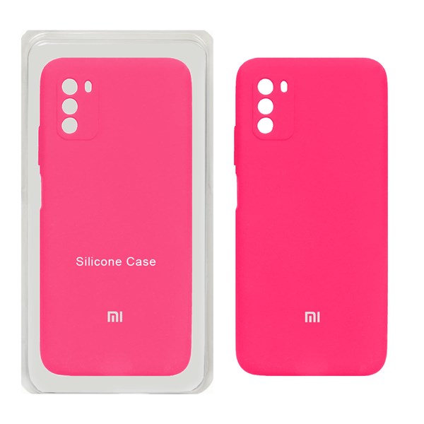 قاب سیلیکونی پاک کنی محافظ لنزدار اورجینال Xiaomi Poco M3 - صورتی فانتزی (پک اصلی)
