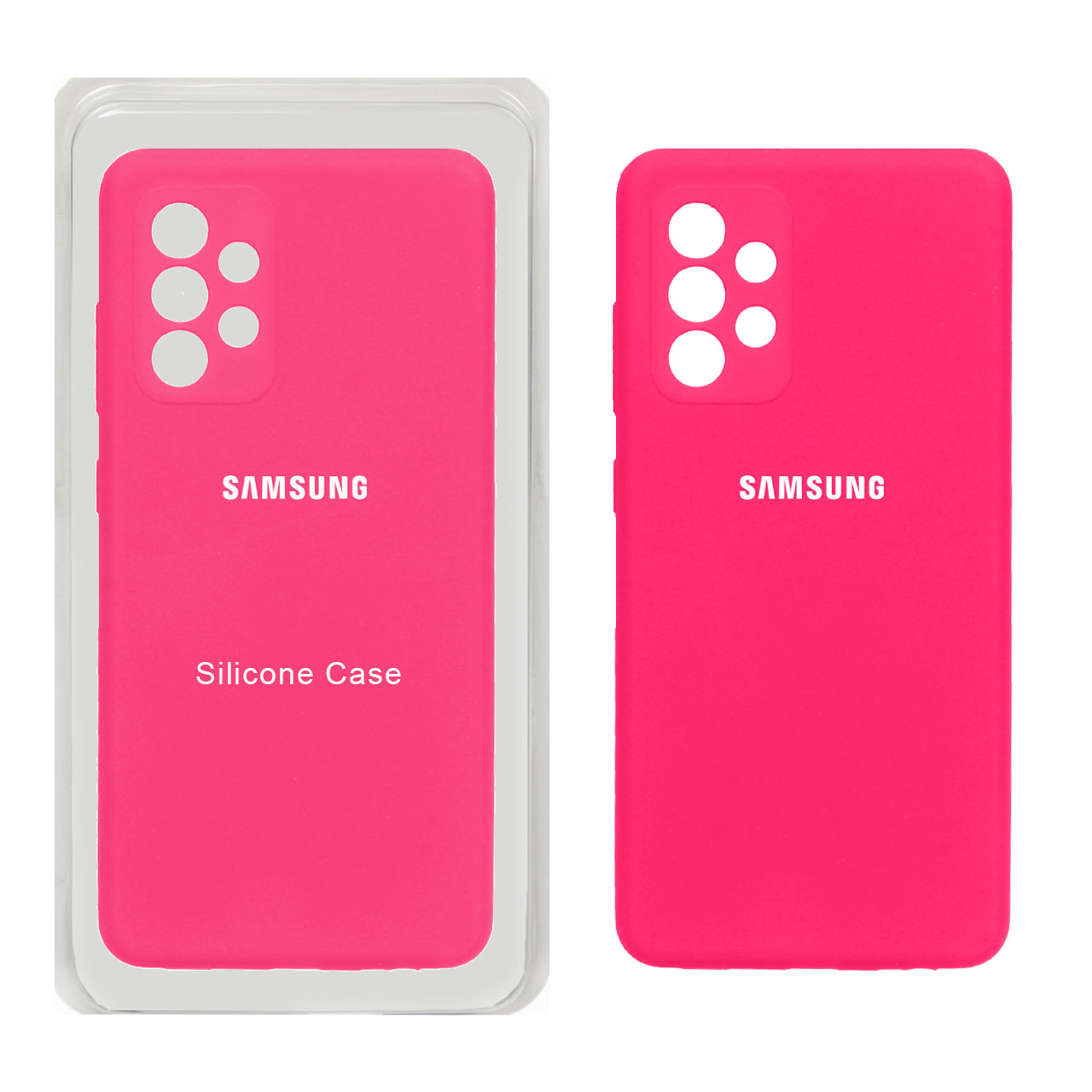 قاب سیلیکونی پاک کنی محافظ لنزدار اورجینال Samsung Galaxy A52 / A52s - صورتی فانتزی (پک اصلی)