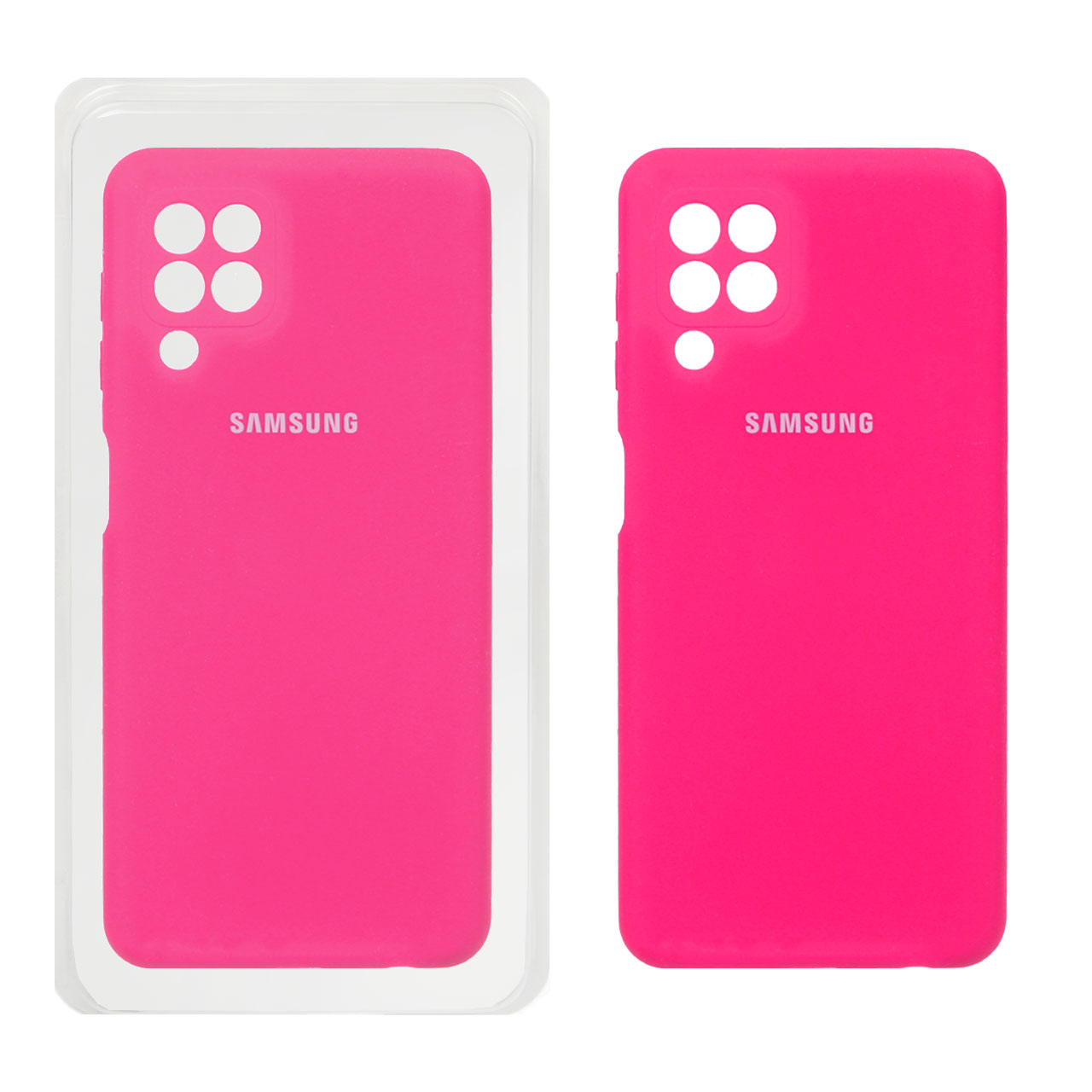 قاب سیلیکونی پاک کنی محافظ لنزدار اورجینال Samsung Galaxy A22 4G / M22 / M32 4G / F22 - صورتی فانتزی (پک اصلی)