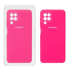 قاب سیلیکونی پاک کنی محافظ لنزدار اورجینال Samsung Galaxy A22 4G / M22 / M32 4G / F22 - صورتی فانتزی (پک اصلی)