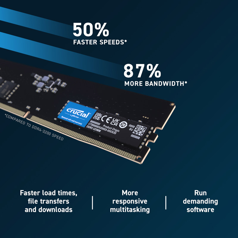 رم کامپیوتر کروشیال DDR5 32GB Single 4800MHz CL40