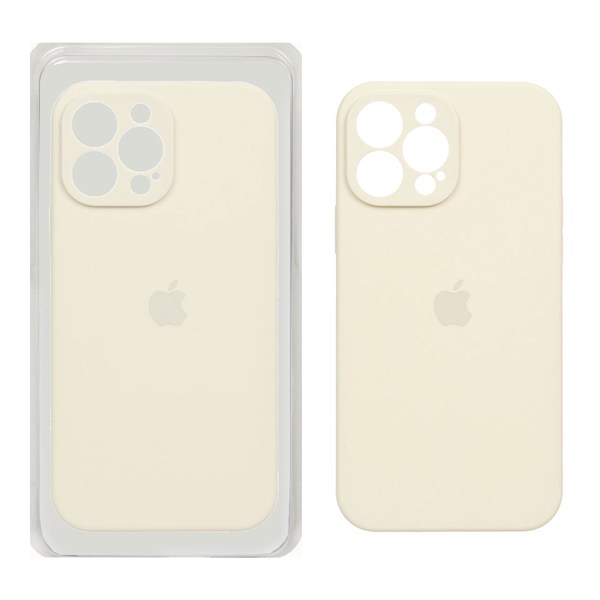 قاب سیلیکونی پاک کنی محافظ لنزدار اورجینال Apple iPhone 13 Pro Max - کرم (پک اصلی)
