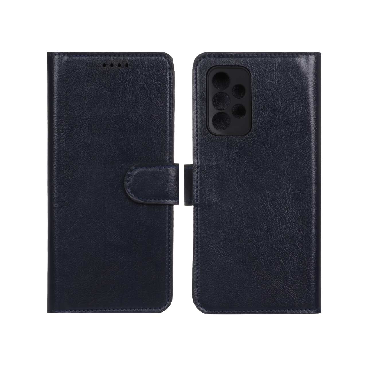 کیف موبایل چرمی مگنتی محافظ لنزدار Samsung Galaxy A13 4G - سرمه ای