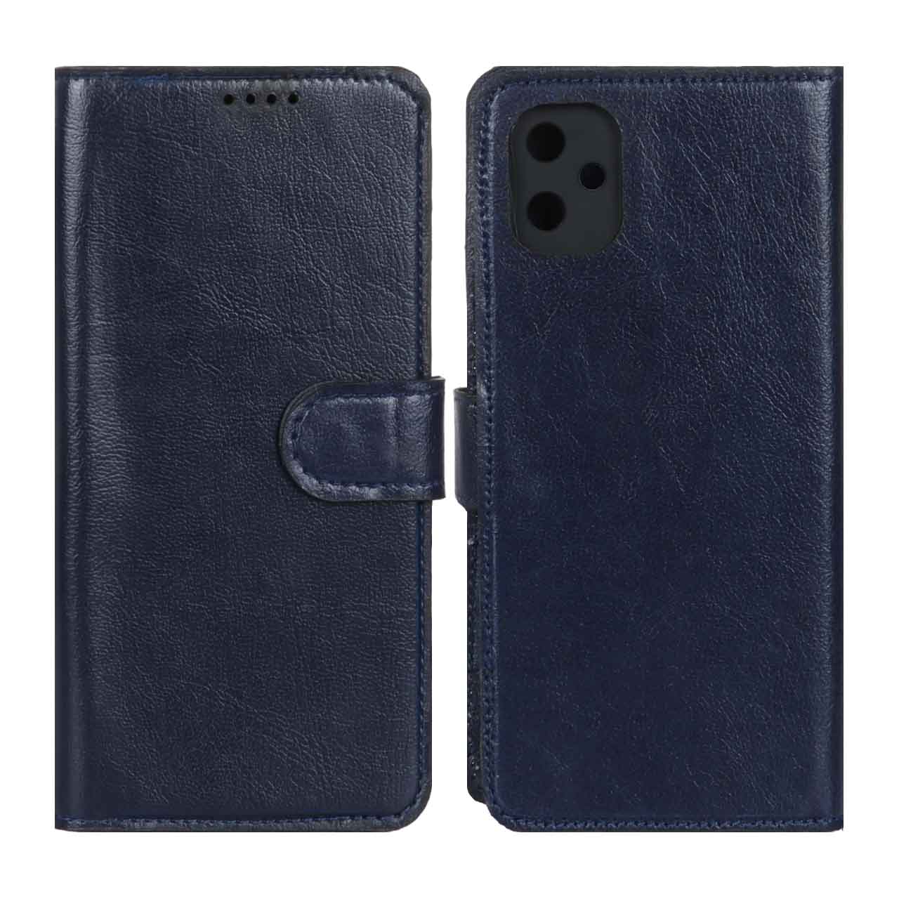 کیف موبایل چرمی مگنتی محافظ لنزدار Samsung Galaxy A05 - سرمه ای