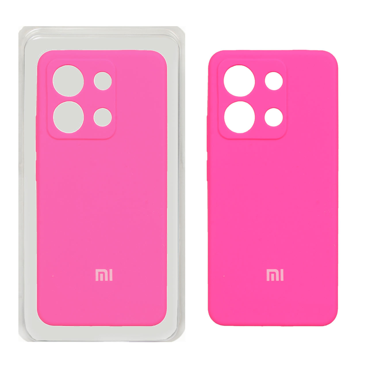قاب سیلیکونی پاک کنی محافظ لنزدار اورجینال Xiaomi Redmi Note 13 4G - صورتی فانتزی (پک اصلی)