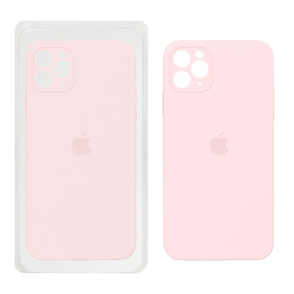 قاب سیلیکونی پاک کنی محافظ لنزدار اورجینال Apple iPhone 11 Pro Max - صورتی روشن (پک اصلی)