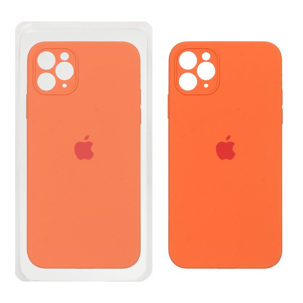 قاب سیلیکونی پاک کنی محافظ لنزدار اورجینال Apple iPhone 11 Pro Max - نارنجی (پک اصلی)