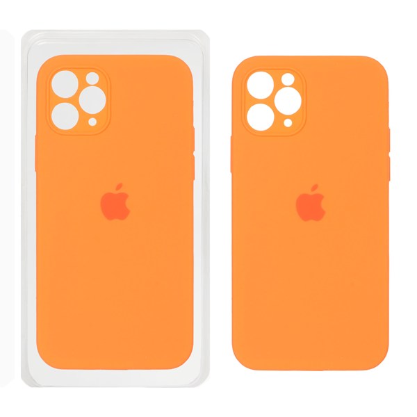 قاب سیلیکونی پاک کنی محافظ لنزدار اورجینال Apple iPhone 11 Pro - نارنجی فانتزی (پک اصلی)