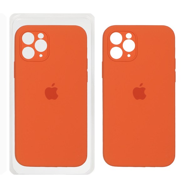 قاب سیلیکونی پاک کنی محافظ لنزدار اورجینال Apple iPhone 11 Pro - نارنجی (پک اصلی)