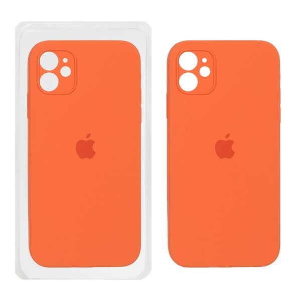 قاب سیلیکونی پاک کنی محافظ لنزدار اورجینال Apple iPhone 11 - نارنجی (پک اصلی)