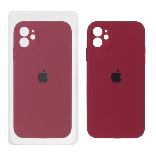 قاب سیلیکونی پاک کنی محافظ لنزدار اورجینال Apple iPhone 11 - زرشکی (پک اصلی)