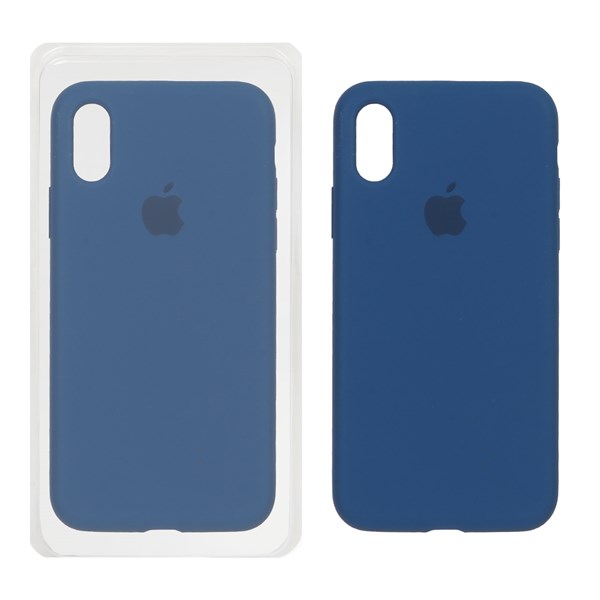 قاب سیلیکونی پاک کنی اورجینال Apple iPhone X / iPhone XS - آبی تیره (پک اصلی)