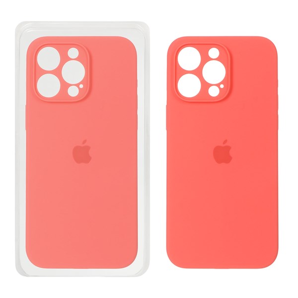 قاب سیلیکونی پاک کنی محافظ لنزدار اورجینال Apple iPhone 15 Pro Max - مرجانی (پک اصلی)