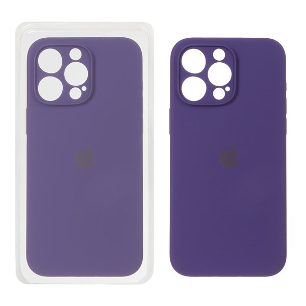 قاب سیلیکونی پاک کنی محافظ لنزدار اورجینال Apple iPhone 15 Pro Max - بنفش تیره (پک اصلی)