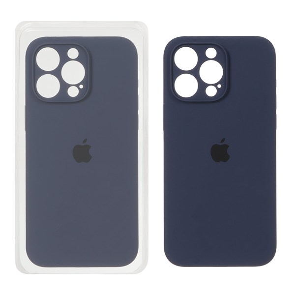 قاب سیلیکونی پاک کنی محافظ لنزدار اورجینال Apple iPhone 15 Pro Max - سرمه ای تیره (پک اصلی)