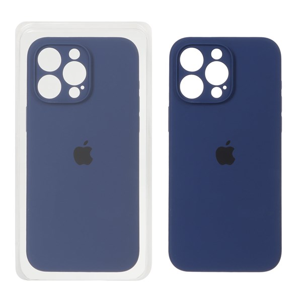 قاب سیلیکونی پاک کنی محافظ لنزدار اورجینال Apple iPhone 15 Pro Max - سرمه ای (پک اصلی)