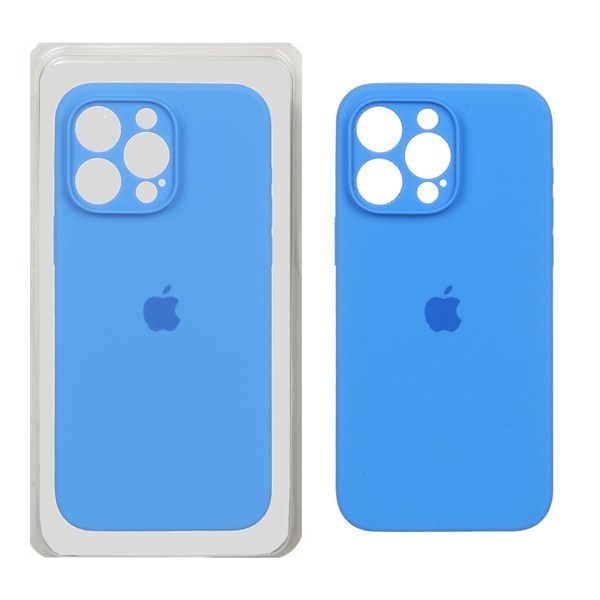 قاب سیلیکونی پاک کنی محافظ لنزدار اورجینال Apple iPhone 15 Pro Max - آبی (پک اصلی)