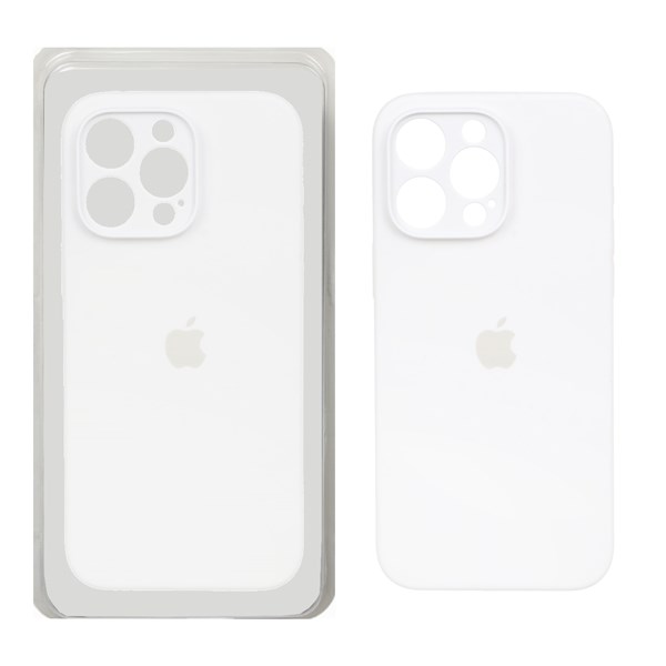 قاب سیلیکونی پاک کنی محافظ لنزدار اورجینال Apple iPhone 15 Pro Max - سفید (پک اصلی)
