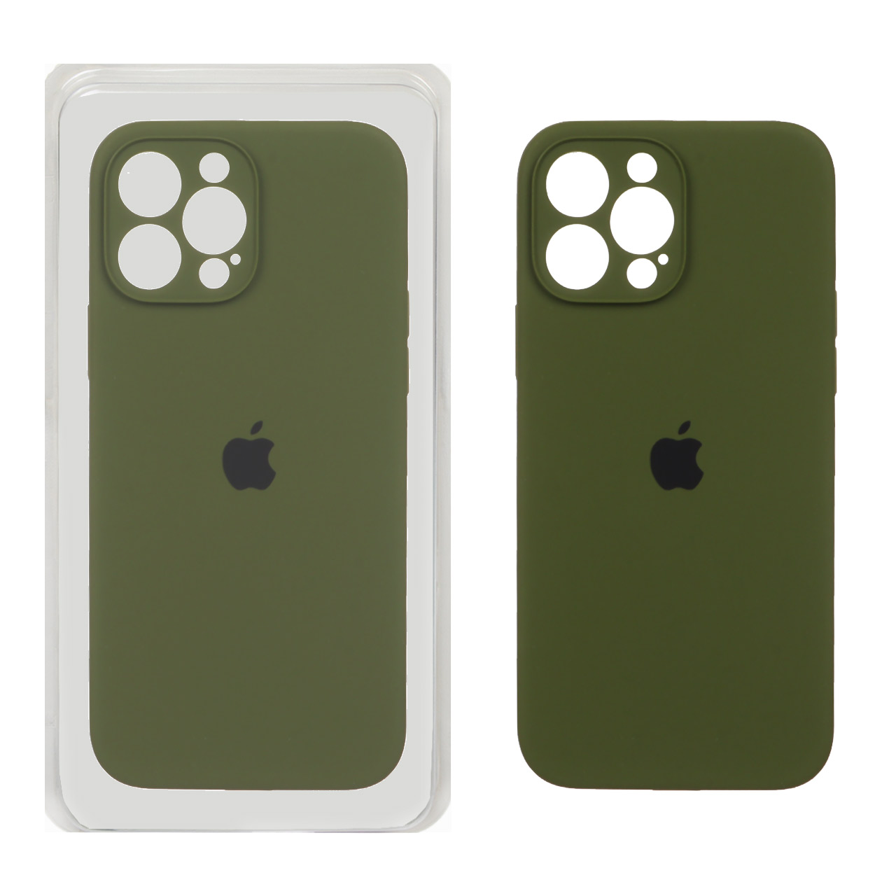 قاب سیلیکونی پاک کنی محافظ لنزدار اورجینال Apple iPhone 13 Pro Max - سبز زیتونی (پک اصلی)