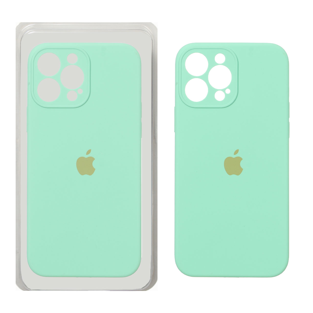 قاب سیلیکونی پاک کنی محافظ لنزدار اورجینال Apple iPhone 13 Pro Max - سبز پاستیلی (پک اصلی)