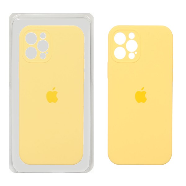قاب سیلیکونی پاک کنی محافظ لنزدار اورجینال Apple iPhone 12 Pro - زرد (پک اصلی)