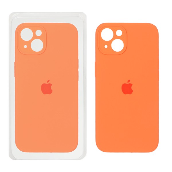 قاب سیلیکونی پاک کنی محافظ لنزدار اورجینال Apple iPhone 13 / iPhone 14 - نارنجی کد 1 (پک اصلی)