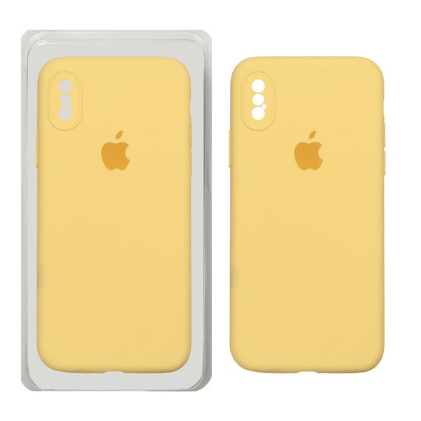 قاب سیلیکونی پاک کنی محافظ لنزدار اورجینال Apple iPhone X / iPhone XS - زرد (پک اصلی)
