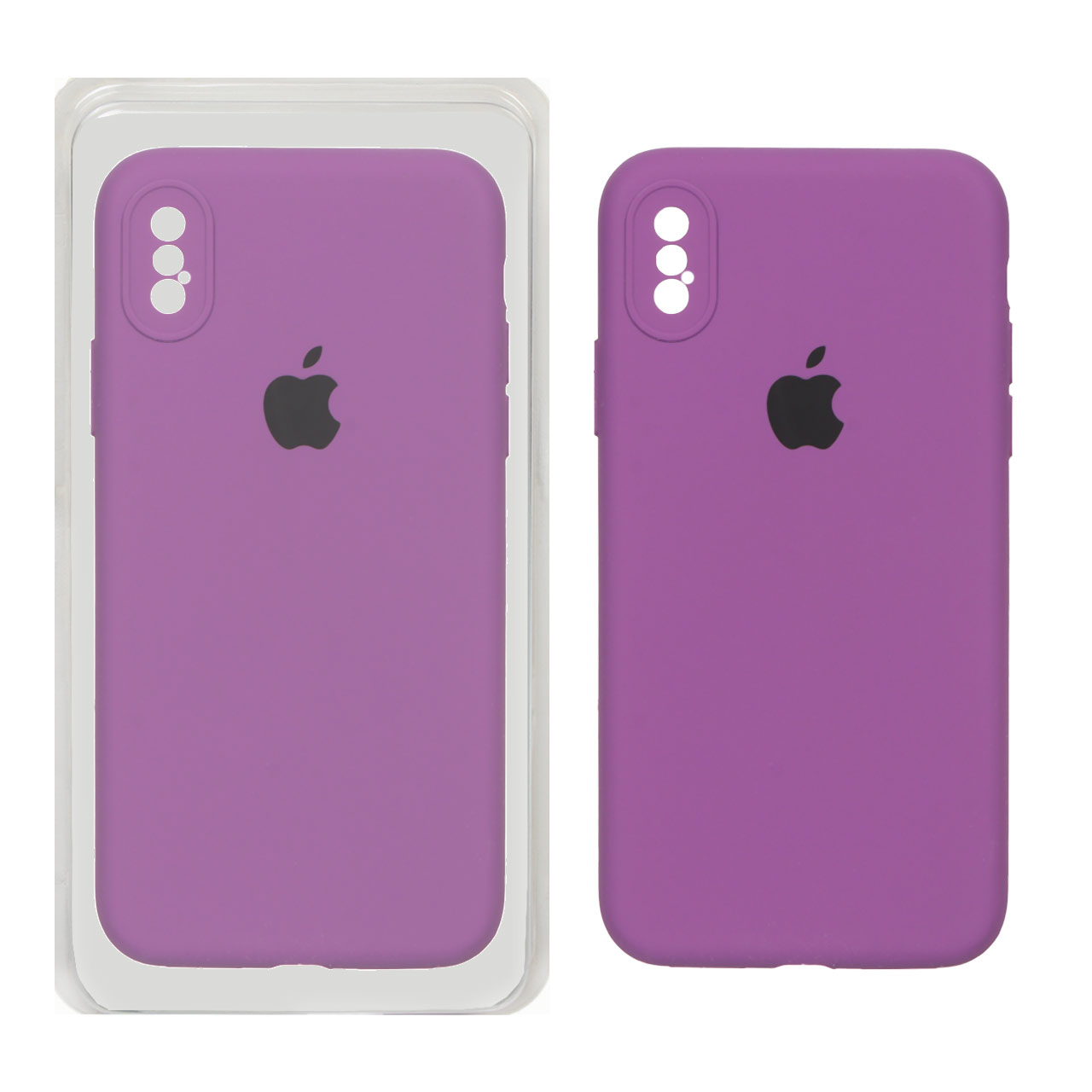 قاب سیلیکونی پاک کنی محافظ لنزدار اورجینال Apple iPhone X / iPhone XS - ارغوانی (پک اصلی)