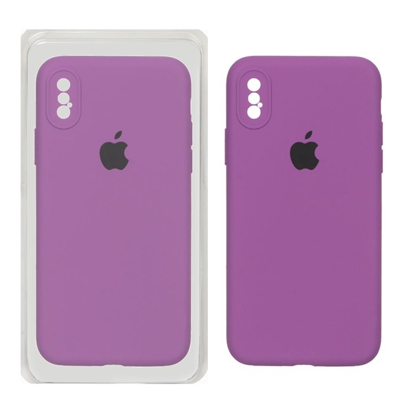 قاب سیلیکونی پاک کنی محافظ لنزدار اورجینال Apple iPhone X / iPhone XS - ارغوانی (پک اصلی)