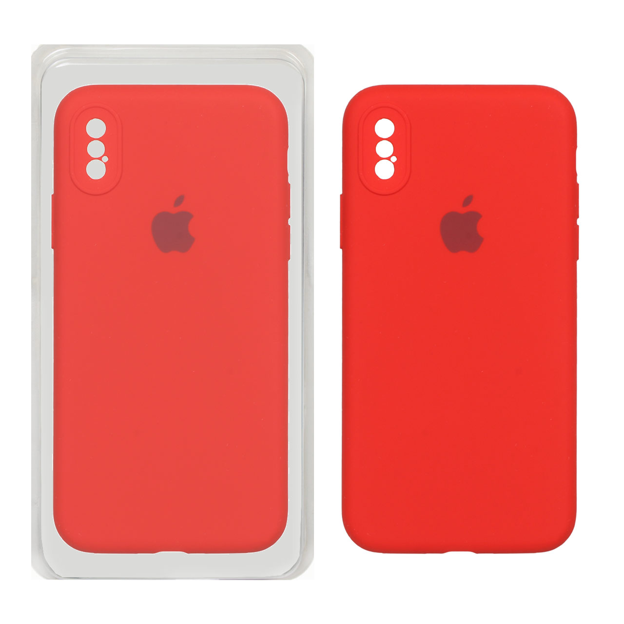 قاب سیلیکونی پاک کنی محافظ لنزدار اورجینال Apple iPhone X / iPhone XS - قرمز (پک اصلی)