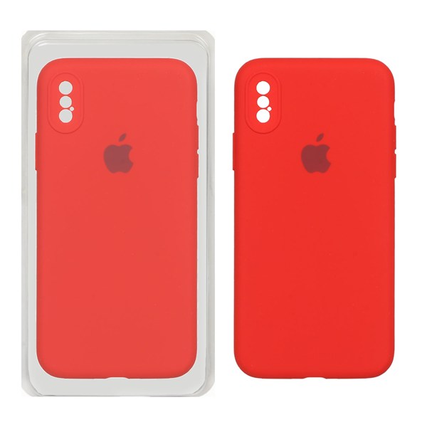 قاب سیلیکونی پاک کنی محافظ لنزدار اورجینال Apple iPhone X / iPhone XS - قرمز (پک اصلی)