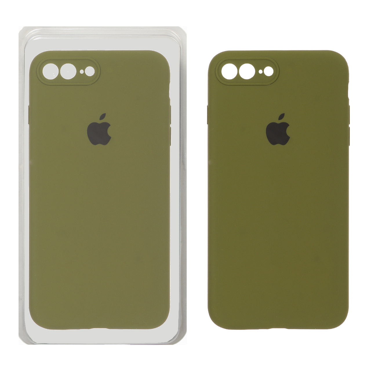 قاب سیلیکونی پاک کنی محافظ لنزدار اورجینال Apple iPhone 7 Plus / iPhone 8 Plus - سبز زیتونی (پک اصلی)